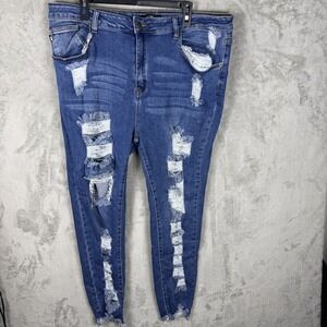 Parker Jeans Womens 3X Distressed Denim High Rise Stretch Plus Size Pants